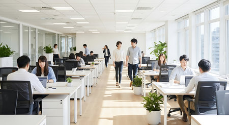 Group of business people working together in a modern office. Business conceptの素材