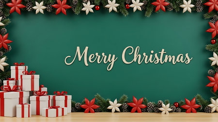 Merry Christmas and Happy New Year greeting card. 3D renderingの素材