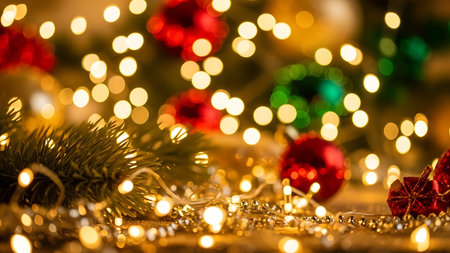 Christmas and New Year holidays background with bokeh defocused lightsの素材