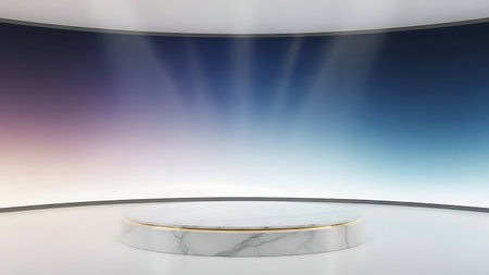 Scene with podium for mock up presentation in minimalism style, 3d renderの素材