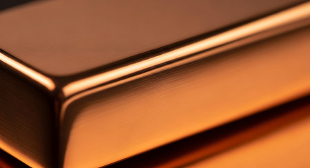 Gold bars close-up macro shot, shallow depth of field.の素材