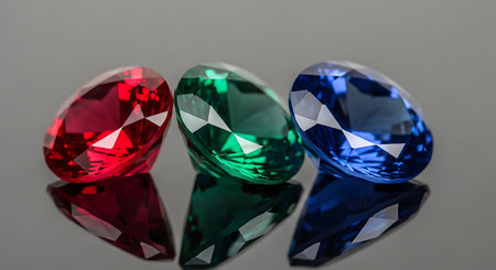 Jewelry gems on a black background. 3d illustration.の素材