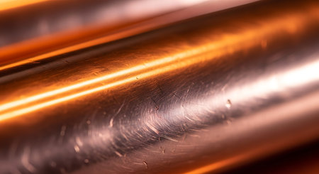 close-up of copper pipes for heating system. shallow depth of fieldの素材