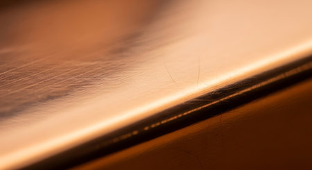 Close-up of a stainless steel kitchen knife. Shallow depth of field.の素材