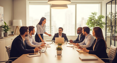 Group of business people in a meeting at the office. Business people in a meeting at the office.の素材
