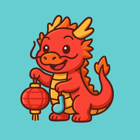 Cute cartoon dragon character. Vector illustration for Chinese New Year.のイラスト素材