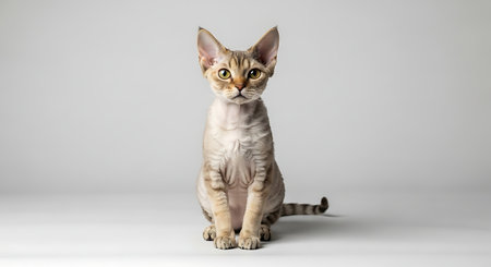 Studio photography of a scottish straight shorthair cat on colored backgroundsの素材