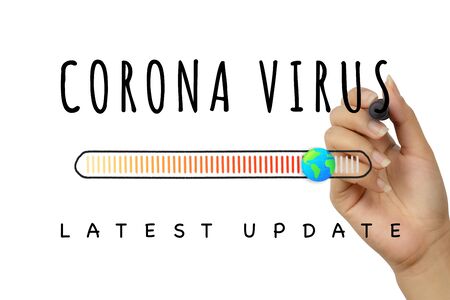 Corona Virus latest update sign written by hand with black marker pen - Covid-19 global epidemic...
