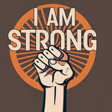 Vector illustration of hand with I am Strong. Motivation slogan.の素材