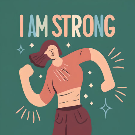 I am strong. Vector illustration of a woman in sportswear.の素材