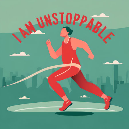 Running man. Vector illustration in flat style. Sport and healthy lifestyle.  I am unstoppable typography posterの素材