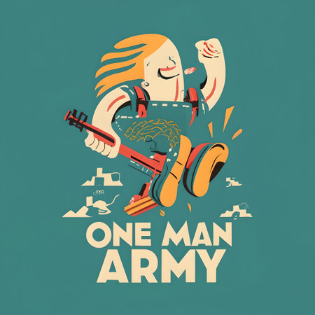 One me and my army. Vector illustration of a girl with guns.の素材