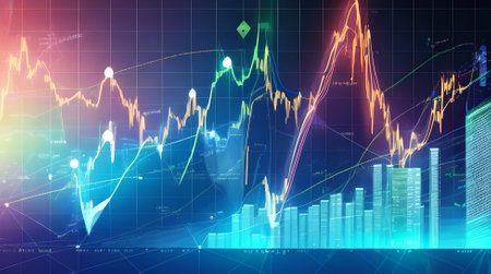 3D rendering of stock market financial indicator background. Economy trends background for business idea and all art work design.の素材