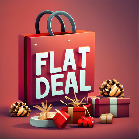 Vector illustration of a red paper shopping bag with text Final Deal.の素材