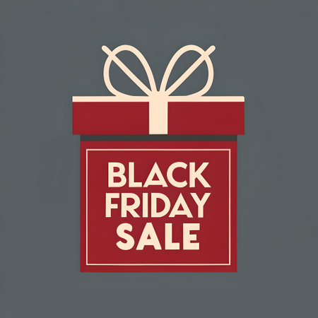 Black Friday sale banner with gift box on grey background. Vector illustration.の素材