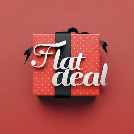 Vector illustration of a gift box with a bow on a red background.の素材