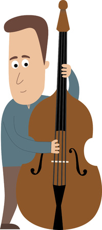 Male Musician playing the double bassのイラスト素材