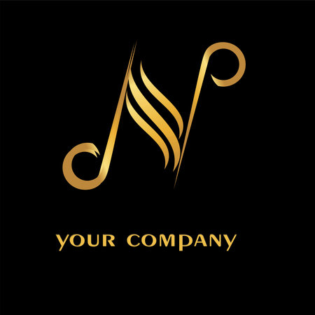 n letter golden colour   vector editable fileのイラスト素材