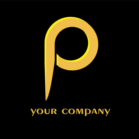 p letter golden colour   vector editable fileのイラスト素材