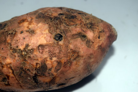 close-up of a potato on a white background in the studioの写真素材