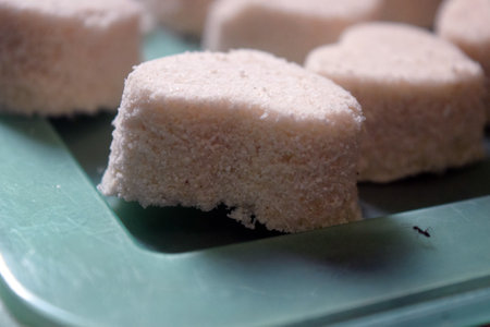 Close up of thai sweetmeat made from coconut and sugar.の写真素材