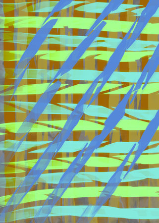 abstract background with stripes and lines in yellow, blue and orange colorsの写真素材