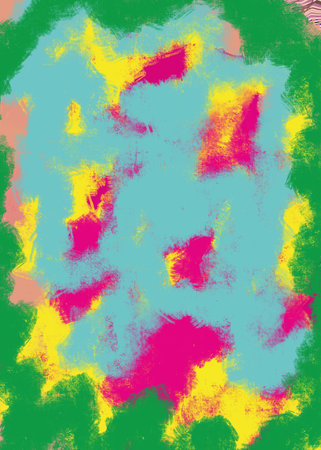 abstract background with grunge brush strokes in green, yellow and pinkの写真素材