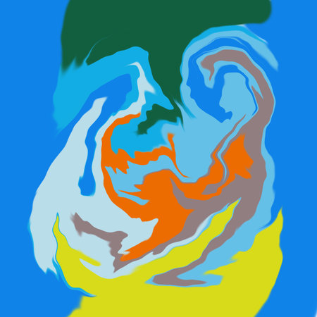 Blue and yellow abstract background with spots of paint. Vector illustration.の写真素材