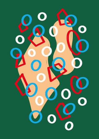abstract vector doodle of a human foot on a green backgroundの写真素材
