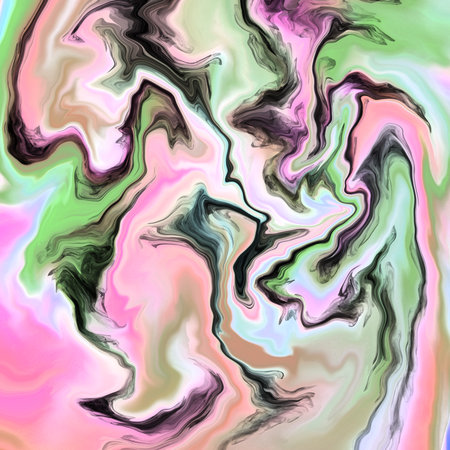 abstract background with a psychedelic pattern in pink, green and blackの写真素材