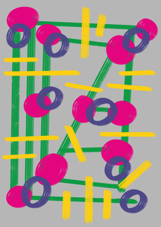 Abstract geometric background with circles, lines and strokes. Vector illustration.の写真素材