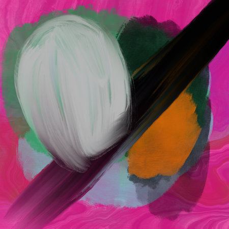 abstract background with brush strokes and paint spots of different colors.の写真素材