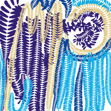 Seamless pattern with ferns. Hand drawn vector illustration.の写真素材