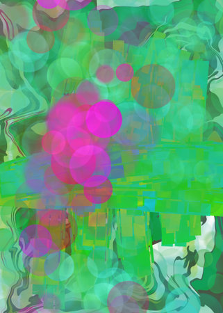 abstract colored background with spots and lines of different sizes and colorsの写真素材