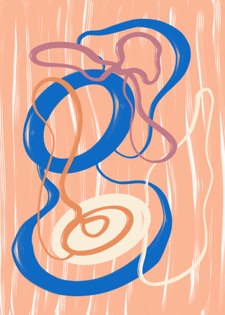 abstract background with hand-drawn waves and circles, vector illustrationの写真素材