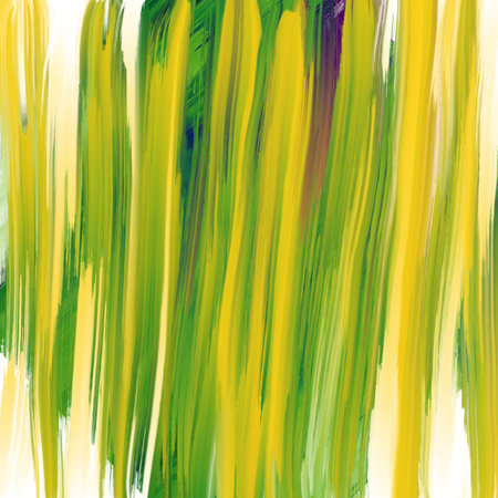 abstract yellow and green brush strokes on white background, digitally createdの写真素材