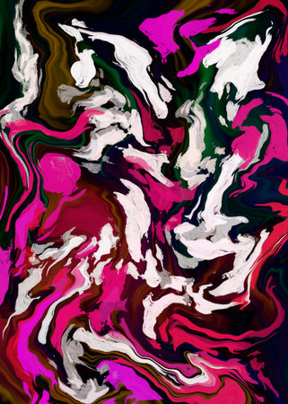 abstract background with a psychedelic pattern in black, white and purpleの写真素材