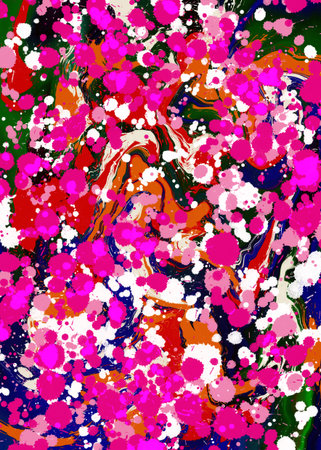 Abstract background with colorful spots and splashes. Hand-drawn illustration.の写真素材