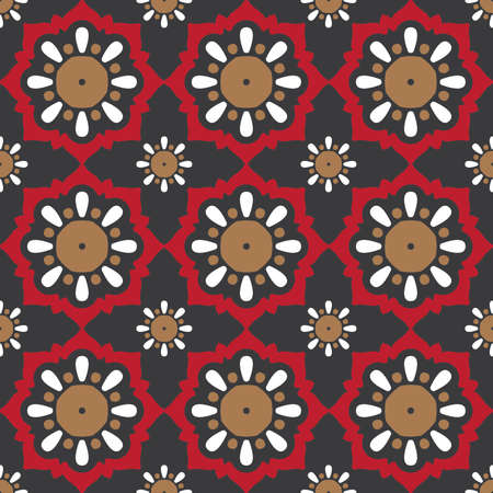 portugal or spain azulejo tile patternのイラスト素材