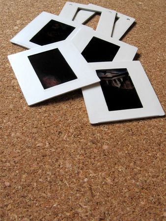 Photo slides and frames on a boardの写真素材