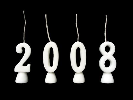 New Year 2008: candles showing year 2008 on black background.の写真素材