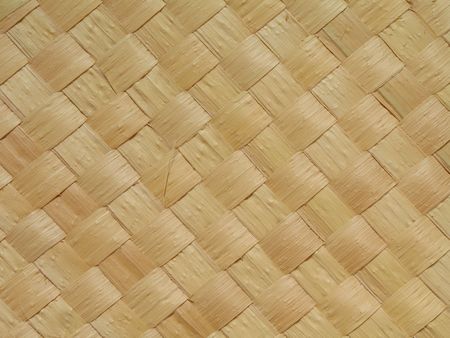 Close-up view of a straw mat made from carnauba palm. The carnauba tree (Copernicia prunifera) is...