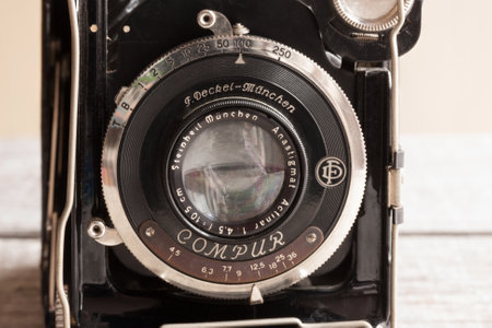Vintage German F. Deckel Munchen Compur folding camera from 1930sのeditorial素材
