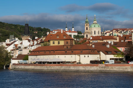 PRAGUE, CZECH REPUBLIC - MAY 9, 2017: Mala Strana, viewed from the Vltava riverのeditorial素材
