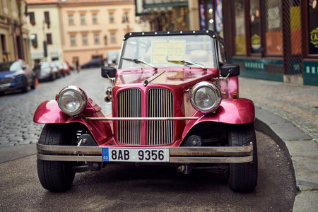 PRAGUE, CZECH REPUBLIC - OCTOBER 05, 2020: Vintage car parked in the streets of the cityのeditorial素材