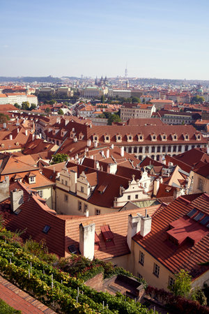 PRAGUE, CZECH REPUBLIC - OCTOBER 3, 2021: Panoramic view of Mala Strana with the Old Town in the backgroundのeditorial素材