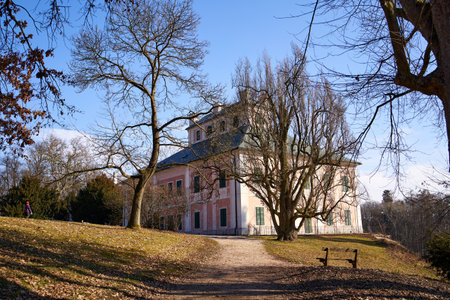 NOVE MESTO NAD METUJI, CZECH REPUBLIC - FEBRUARY 13, 2022: Ratiborice castle in Babiccino udoli or...