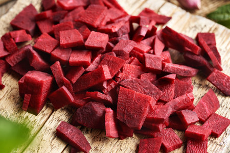 Closeup of sliced beetroot - preparation of fermented kvassの写真素材