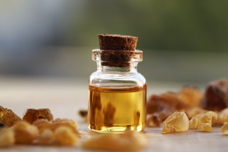 A bottle of frankincense essential oilの写真素材