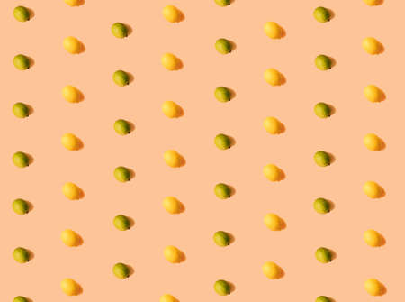 Summer fruit pattern with lemons and limes.の写真素材